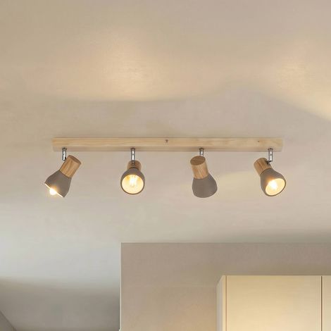Lindby – Spot en béton à intensité variable Filiz – 4 lampes E14 – Abat-jour en béton gris – Longueur 77 cm – Éclairage réglable pour style industriel (1/4)