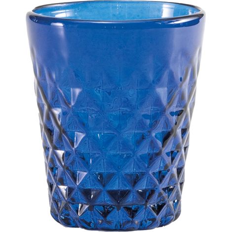 Zafferano Tumbler Balloton Blu Coffret de 6 Verres en verre soufflé à la bouche avec motif en relief, design traditionnel vénitien, capacité de 35 cl