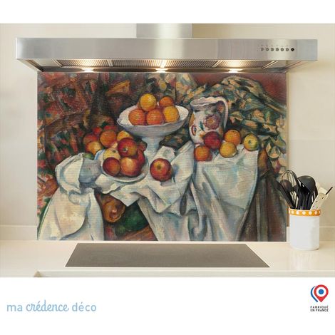 Fond de hotte : Paul Cézanne, Pommes et oranges - Verre trempé - 90 cm - 60 cm (1/5)
