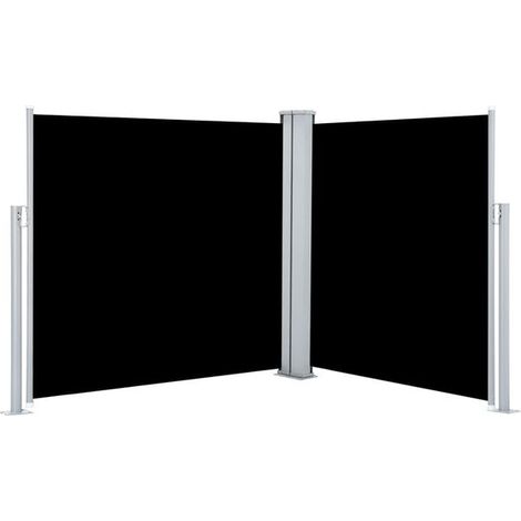 Auvent latéral rétractable noir 120 x 600 cm - Auvent de terrasse protection solaire jardin extérieur résistant (1/5)