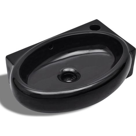 Lavabo in ceramica nera con foro troppopieno/rubinetto per bagno 020002500