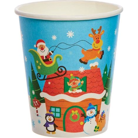 Gobelets Enfants en Carton motif Personnages de Noël - Lot de 10, Decoration de Table Noel (FX306) (1/4)