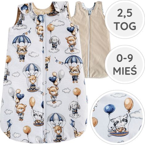 BabyU, saco de dormir de algodón con aislamiento térmico, doble cremallera, ajustable, 2.5 TOG, talla 0-9 meses. (1/5)