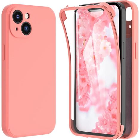 Schutzhülle für Apple iPhone 13, Silikon, pink + Displayschutz, 360°-Randschutz (1/5)
