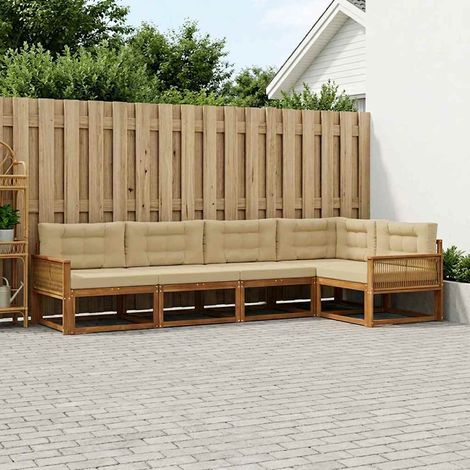 vidaXL Outdoor-Sofagarnitur 5 pcs Natur und Beige (1/5)