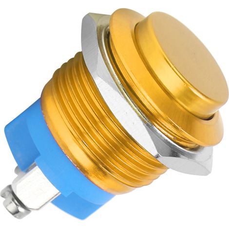 Bouton poussoir métal étanche inoxydable, interrupteur auto-réarmement normalement ouvert 16mm 220V, couleur jaune (1/5)