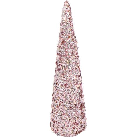 Cône Déco "Sequins" 46cm Rose Clair (1/3)