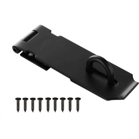 Cadenas Fermoir Loquet Porte 5 Pouces, Loquet pour Cadenas avec Vis, Inoxydable Fermoir Porte Cadenas pour Porte, Tiroir, Placard (Noir) (1/5)