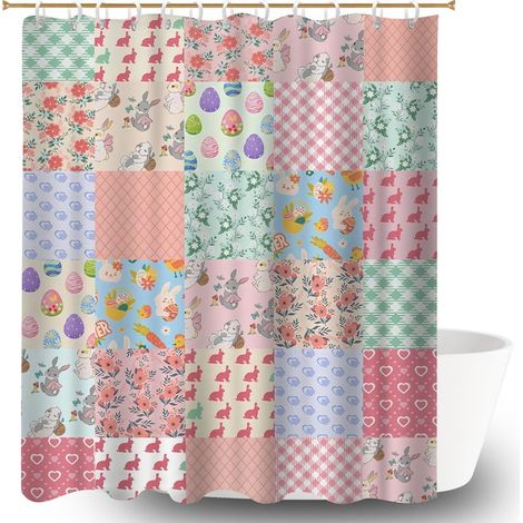 Voile de douche polyester 180x180 poids lesté bâche de douche pour salle de bain avec douche à l’italienne (1/5)