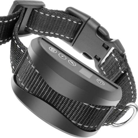 Bark Collar – 3 shock/vibration/sensitivity training modes, safe, automatic, rechargeable IP65 battery, adjustable reflective straps