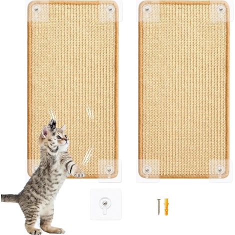 2 Pièces Griffoir Pour Chat, Sisal Naturel 40x60cm, Tapis Mural Antidérapant, Protection Meubles Et Canapés