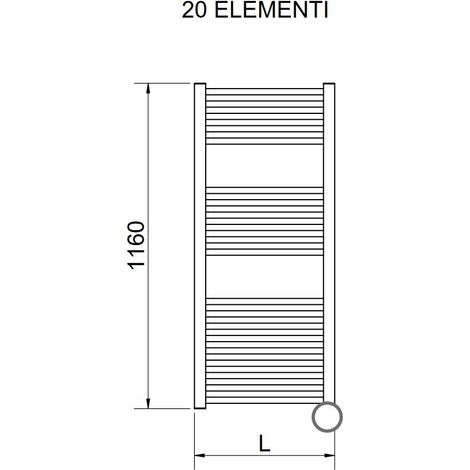 Radiatore bagno scaldasalviette Lisa 22 1200/450 int. 400 mm elettrico con termostato ECO 9016 3581646100063 (1/3)