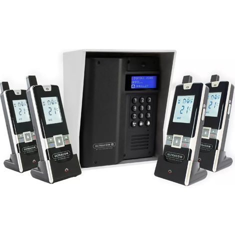 Interphone autonome 100% sans-fil longue distance (600m de portée) - UltraCOM3 + 4 combinés "SIMPLE À INSTALLER" (1/5)