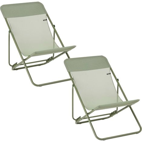 Lot De 2 Transats Jardin Pliants Multi-positions - Maxi Transat - Batyline® Iso - Vert Moss - Lafuma Mobilier (1/5)