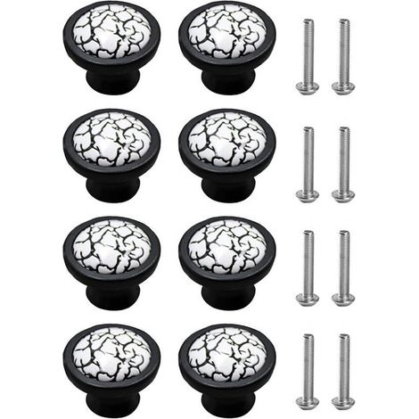 Juego de 8 tiradores de cerámica para muebles, tiradores para cajones con tornillos para armarios de cocina, tiradores redondos para cajones, 35 mm de diámetro. (1/5)