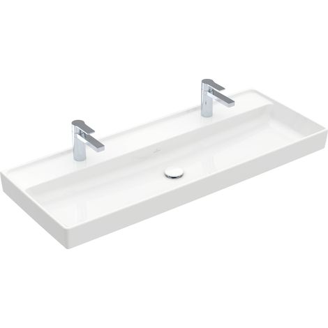 Villeroy & Boch Collaro - Möbelwaschtisch, 120x47 cm, ohne Überlauf, 2 Hahnlöchern, Alpinweiß 4A33C101 (1/5)