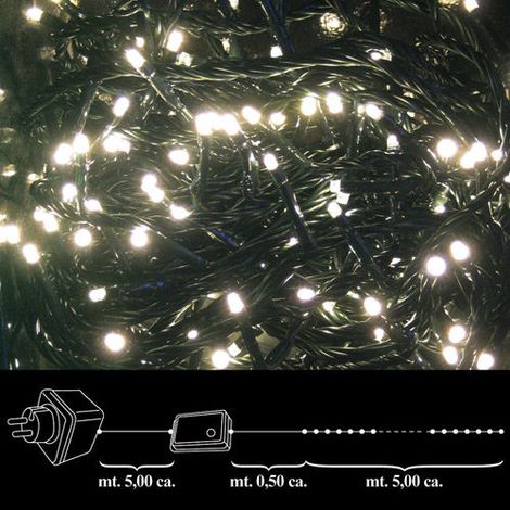Luci Natalizie 100 Led Luce Calda Interno/Esterno Ip44