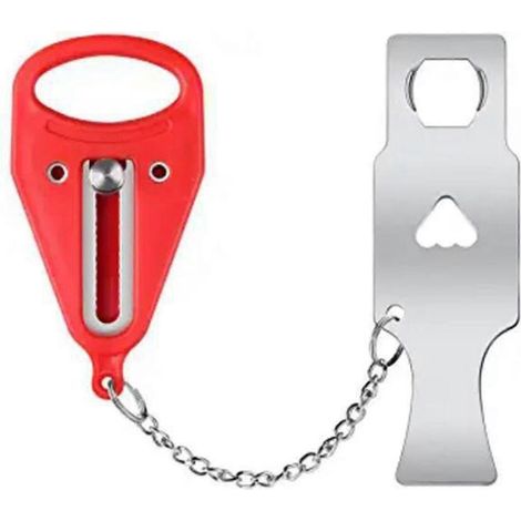 Verrou de porte portable, durable, pratique, amovible, antirouille et résistant à l'usure (rouge) (1 pièce) (1/5)