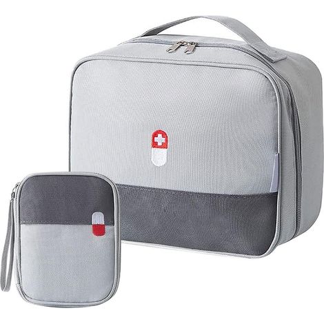 Trousse à médicaments lot de 2, trousse de premiers secours, premiers secours, gris, imperméable