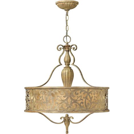 Elstead Carabel - Lustre suspendu rond à 3 ampoules au fini champagne brossé, E27 (1/5)