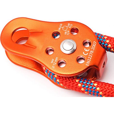Poulie Simple à Balançoire Latérale, Poulie de Descente Mobile 26KN pour l'escalade, le Tyrolien, l'ascenseur de Sauvetage, la Tyrolienne, etc. (Orange) (1/5)