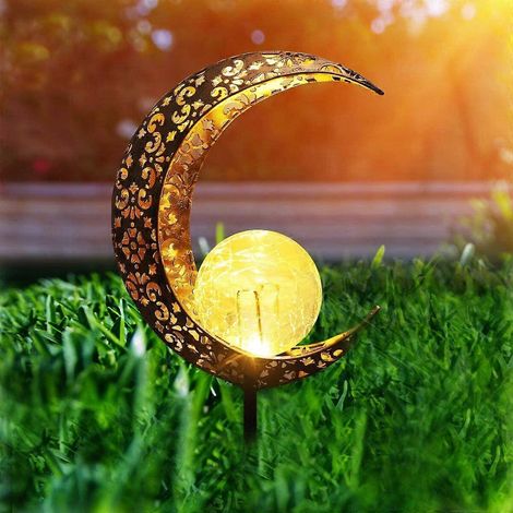 Lampe solaire d'extérieur, lampe solaire lune LED sur pied pour jardin, lampe solaire lune pour jardin (1/4)