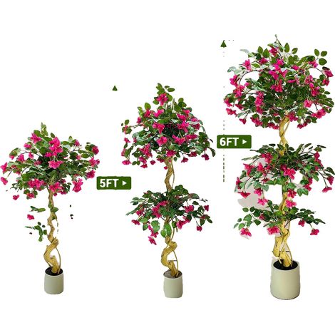 Buganvilla artificial, aspecto realista, bajo mantenimiento, rojo-rosa-a, 120 cm (1/2)