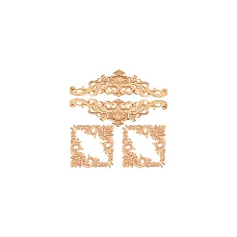 Moulure Decorative Bois 6 Pièces Décoratifs en Bois Longs Sculptés Coin Applique Onlay Appliques (1/5)