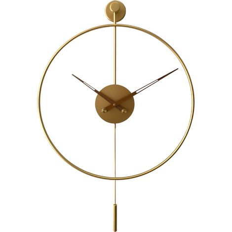 Orologio da parete decorativo con pendolo, moderno orologio da parete silenzioso in metallo senza ticchettio per soggiorno - 50 cm