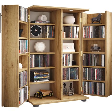 Holz CD DVD Regal abschließbar Engalo XL