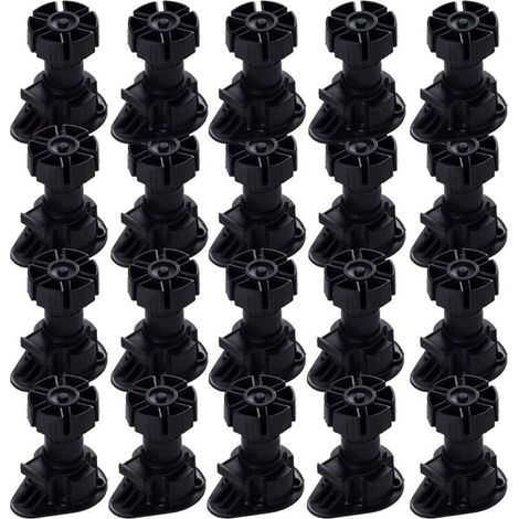 20 Pièces Pied Réglable Pour Meuble, Clip Fixation Base Pour Meubles, Pieds Meuble Cuisine, Pieds De Table Pieds De Meubles, Avec Bouton De Base Pour Tous Les Types De Meubles, Cuisine (80mm - (1/5)