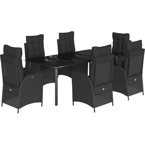 Maison Exclusive - 7-tlg. Garten-Essgruppe mit Kissen Schwarz Pol