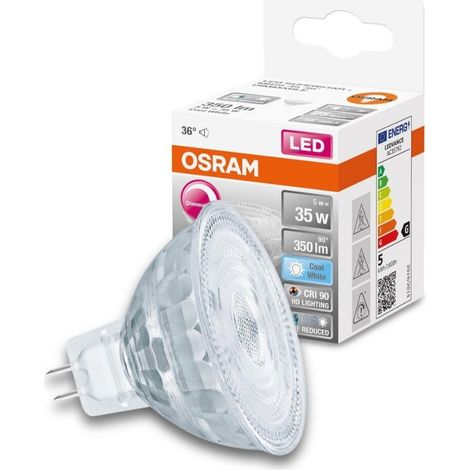 OSRAM Superstar dimmbare LED-Lampe mit besonders hoher Farbwiedergabe (CRI90) für GU5.3-Sockel, klares Glas ,Kaltweiß (4000K), 350 Lumen, Ersatz für herkömmliche 35W-Leuchtmittel, dimmbar, 1-er Pack (1/3)