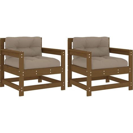 Maison Exclusive - Sillones de jardín cojines 2 uds madera maciza