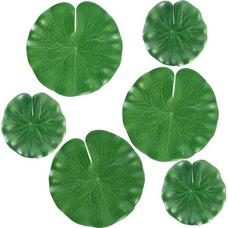 Feuilles de lotus flottantes - Vert - Nénuphars artificiels flottants - Feuilles de lotus artificielles pour jardin de bassin - Lot de 6 - Matériau EVA (1/5)