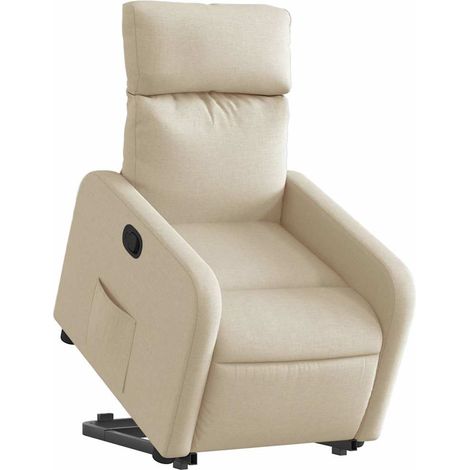 vidaXL Poltrona Alzapersona Reclinabile Crema in Tessuto (1/5)