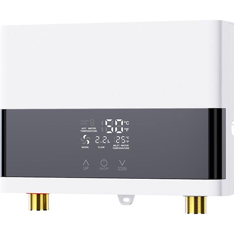 Chauffe eau instantane 220V 6000W Gistuch, Chauffe eau sans sans réservoir à économie d'énergie avec télécommande, auffe eau electriques pour la douche de salle de bains à la maison avec led (blanc)