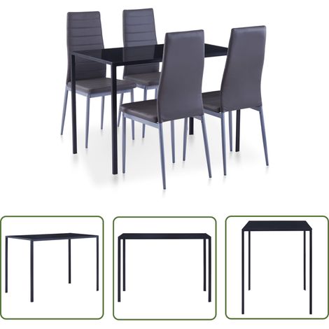 The Living Store 5-tlg. Essgruppe Grau - Esstisch - Essgruppe - Wohnzimmer - Küchenstuhl - Moderner Esstisch (1/5)