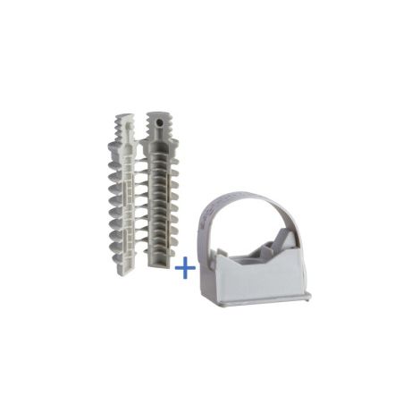 Schneider - Mureva FIX - Instalclip pour conduits u00d816 et u00d820 mm + cheville D.8 - Gris - ENN45020+ENN48934 (1/3)
