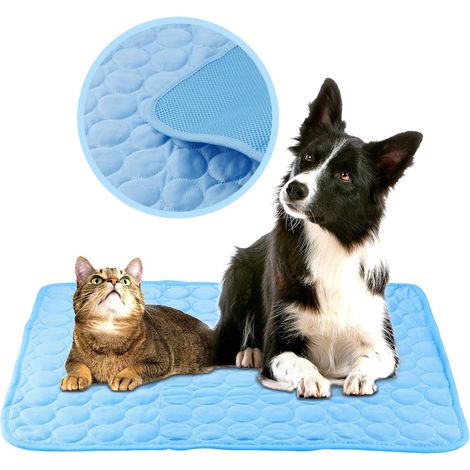 Tapis rafraîchissant pour chien, coussin rafraîchissant en gel pour chat, tapis rafraîchissant d'intérieur et d'extérieur pour chat, tapis froid d'été bleu chaud L (10070cm) (1/5)