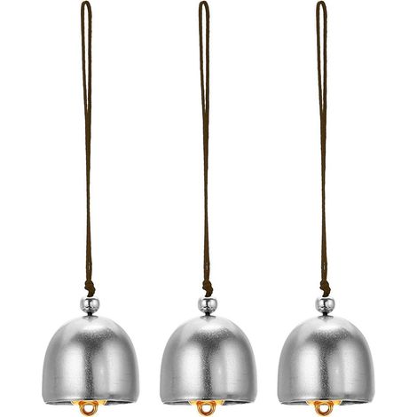 Windspiel 3er Set Metall Retro Chinesische Glocken Silber Braun 13cm