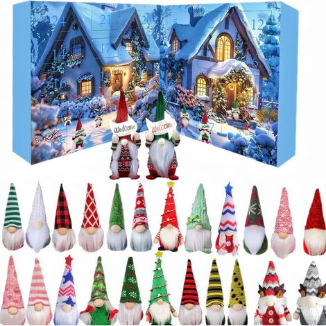 Boîte Cadeau Calendrier de l’Avent 2025: 24 Gnomes de Noël en & Figurines à Collectionner Festif Original, Compte à Rebours Mystère (1/5)