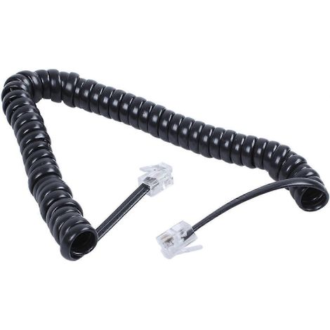 Câble RJ9 4P4C spiralé et extensible de remplacement pour combinés téléphoniques, noir DIWHBYV (1/4)