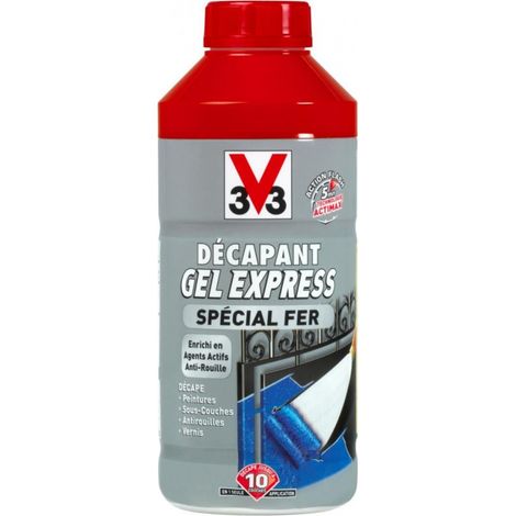 V33 – Décapant gel express spécial fer – Décapage rapide en 5 min – Retrouve métal brut sans corrosion – Pour peintures et vernis