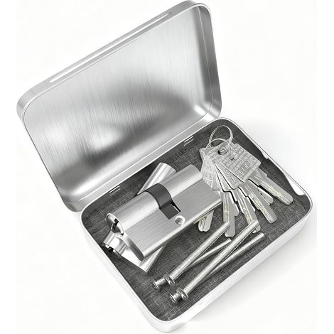 Lot de 2 cylindres de serrure 30/30 avec 10 clés - Cylindre profilé - Cylindre de porte - Verrouillable des deux côtés - Serrure à cylindre Euro en cuivre (1/5)