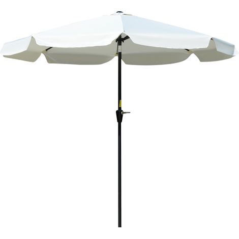 2.7m Patio Parasol Garden Umbrellas Outdoor Sun Shade Table Umbrella with Tilt, Crank, 8 Ribs, Ruffles, White