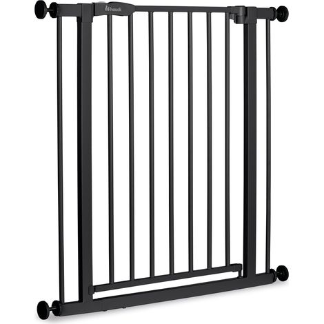 hauck Open N Stop 2, Nero - Cancelletto per Bambini e Cani Senza Estensione - Larghezza Regolabile da 75 a 80 cm, Alto 77 cm, Apribile con una Mano in Entrambe Direzioni, Solo per Uso Interno (1/5)