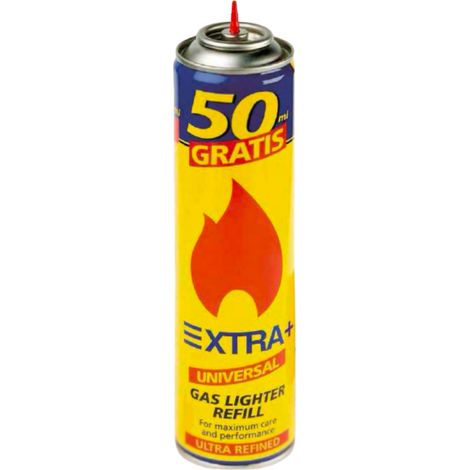 Recarga Gas Universal EXTRA+ 300ml (250+50ml Gratis)  Gas Ultra Refinado con 5 Adaptadores  Para Mecheros y Sopletes
