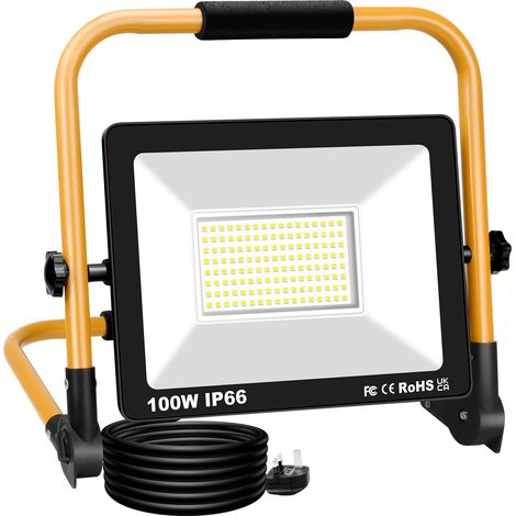 Portable Projecteur Chantier LED 100W, Phare de Travail LED Extérieur (1/5)