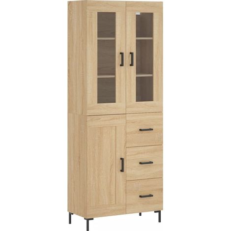 Buffet,Bahut,Meuble de Rangement haut Chêne sonoma 69,5x34x180 cm Bois d'ingénierie CFW59851 (1/5)